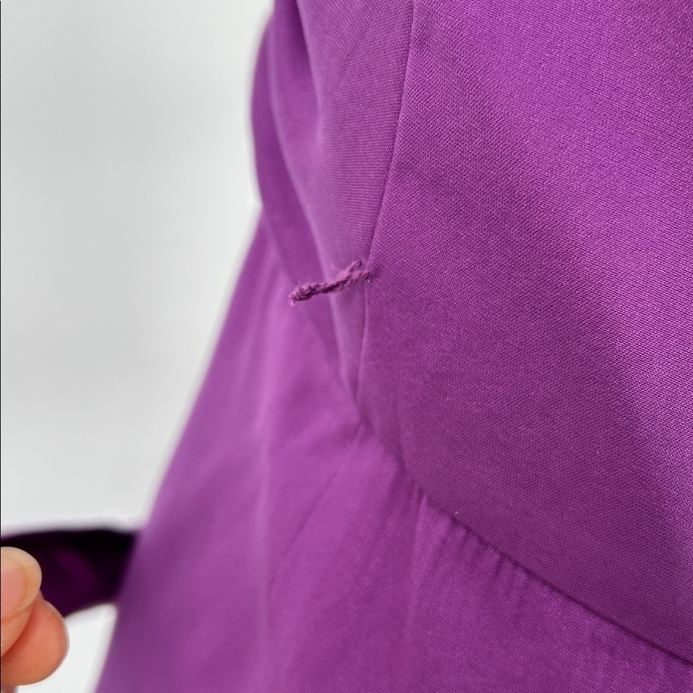 Trina Turk LaRoux Violet Purple Silk One Shoulder Mini Sheath Dress Ruffle 6 - Picture 9 of 15